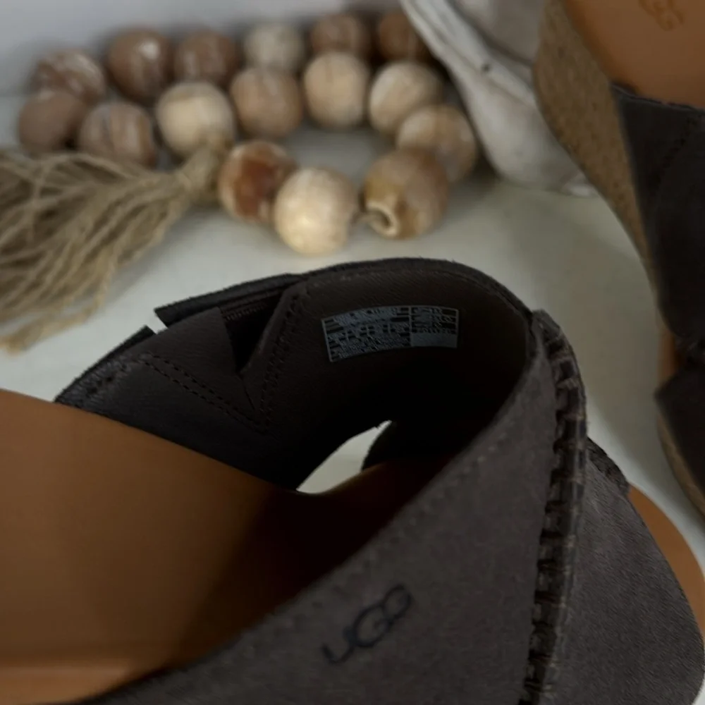 UGG Taia Wedge Slide Sandals - Suede (For Women) Color Mollasses Sz 8